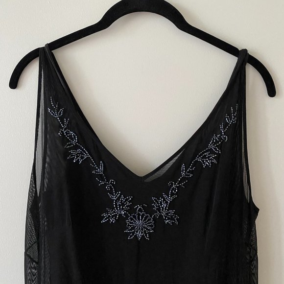 Vintage Y2K Suzy Shier Sheer Black Beaded Dress (Size 7) - Picture 2 of 12